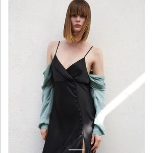 Zara Black Satin Lingerie Style Dress (NWT)